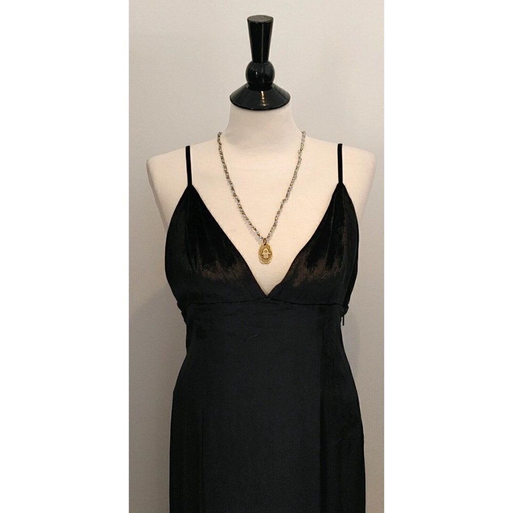 NWT Haute Hippie Black Velvet Maxi Evening Dress Spaghetti Straps Size 8 - Picture 6 of 13